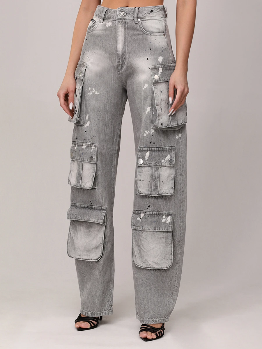 Джинсы-карго хлопковые