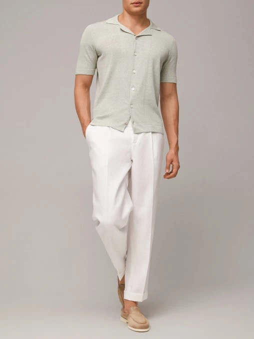 Рубашка из хлопка и льна BARBA NAPOLI