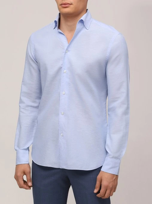 Рубашка Slim Fit из хлопка и льна BARBA NAPOLI