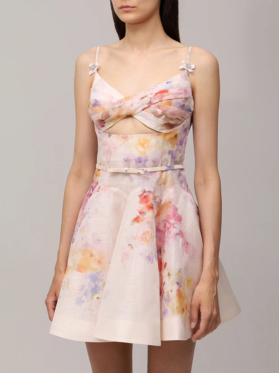 Платье из шелка и льна