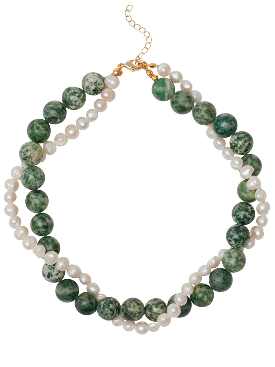 Колье из жемчуга и яшмы Jasper yve