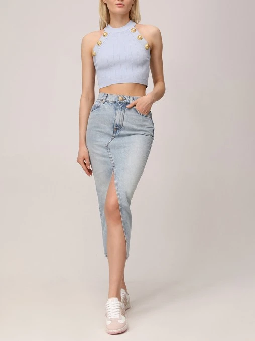 Топ из вискозы BALMAIN