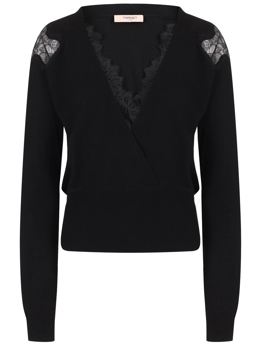 Пуловер с кружевом