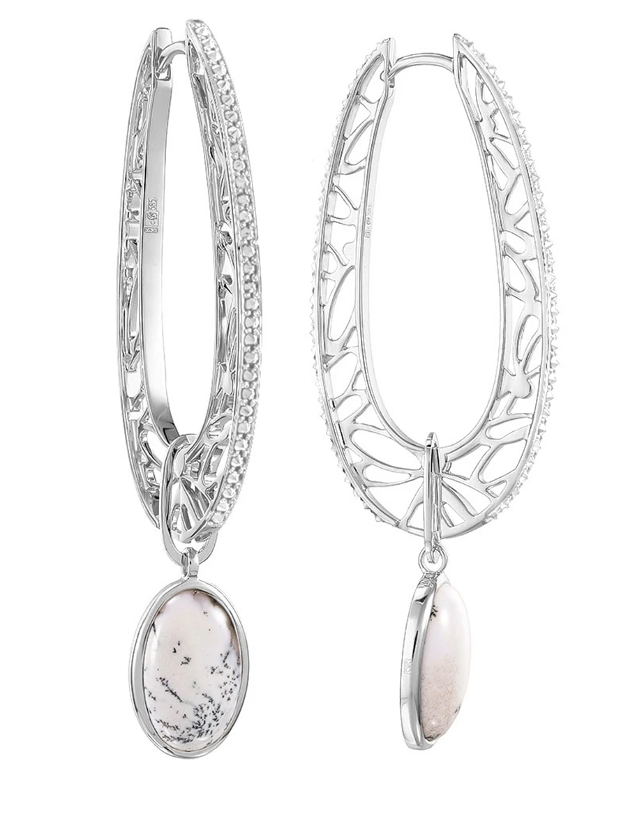 Серьги трансформация с пейзажными агатами