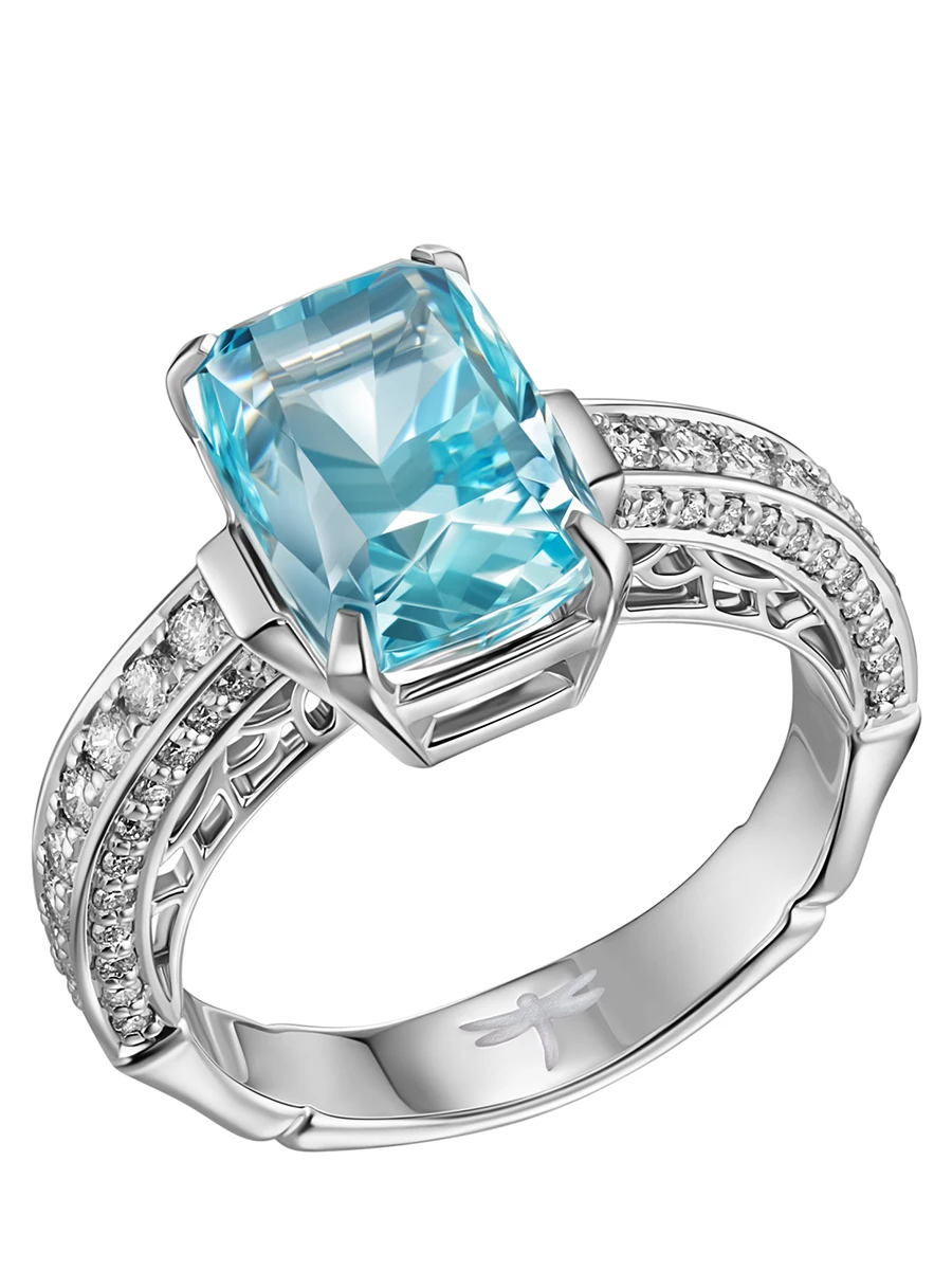 Кольцо с аквамарином