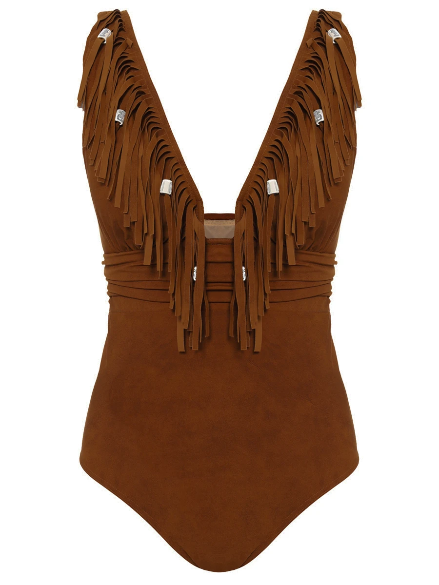 Купальник сплошной с бахромой