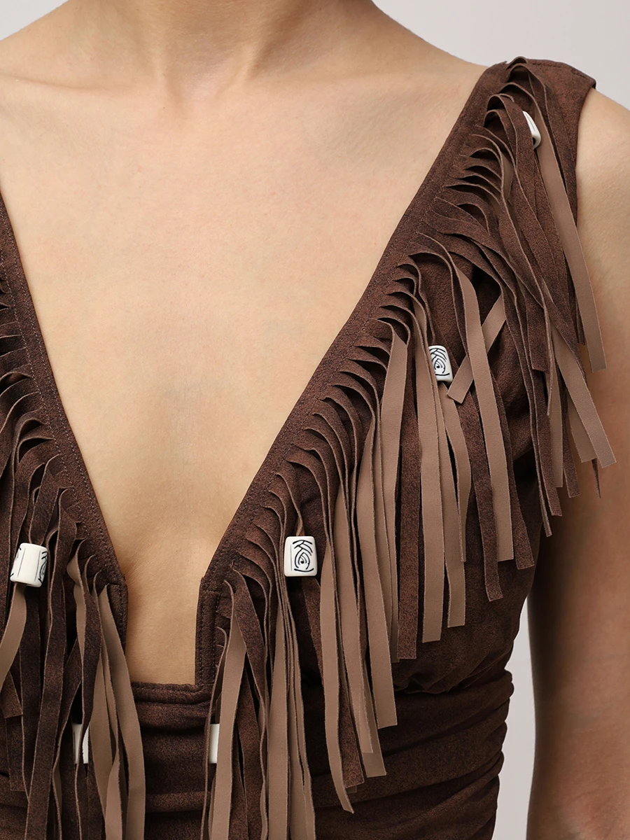 Купальник сплошной с бахромой