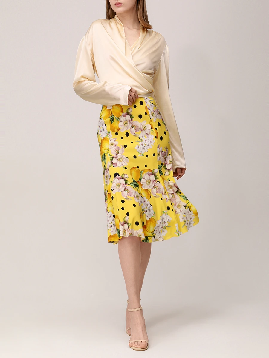 Юбка шелковая Lemon&Flowers