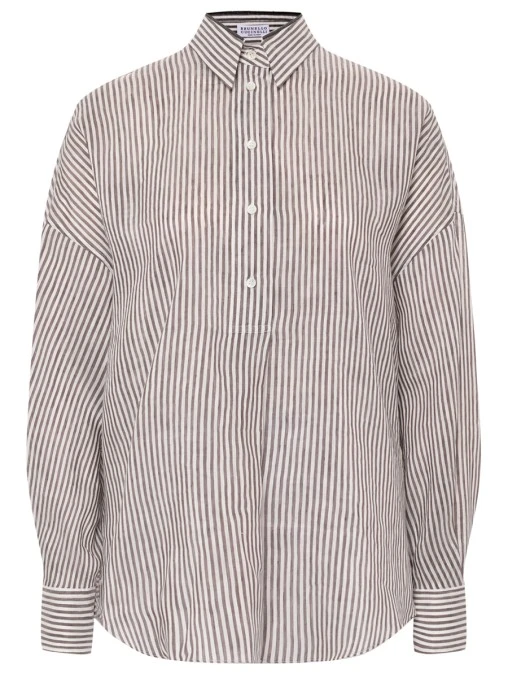 Рубашка изо льна и шелка BRUNELLO CUCINELLI