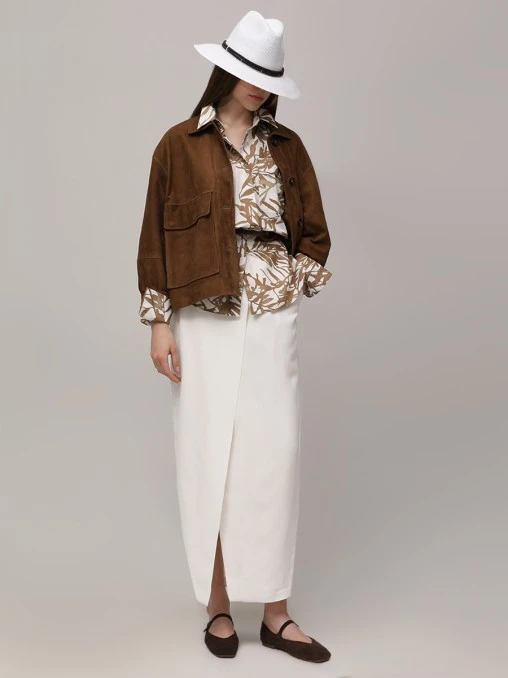 Юбка из вискозы и льна BRUNELLO CUCINELLI