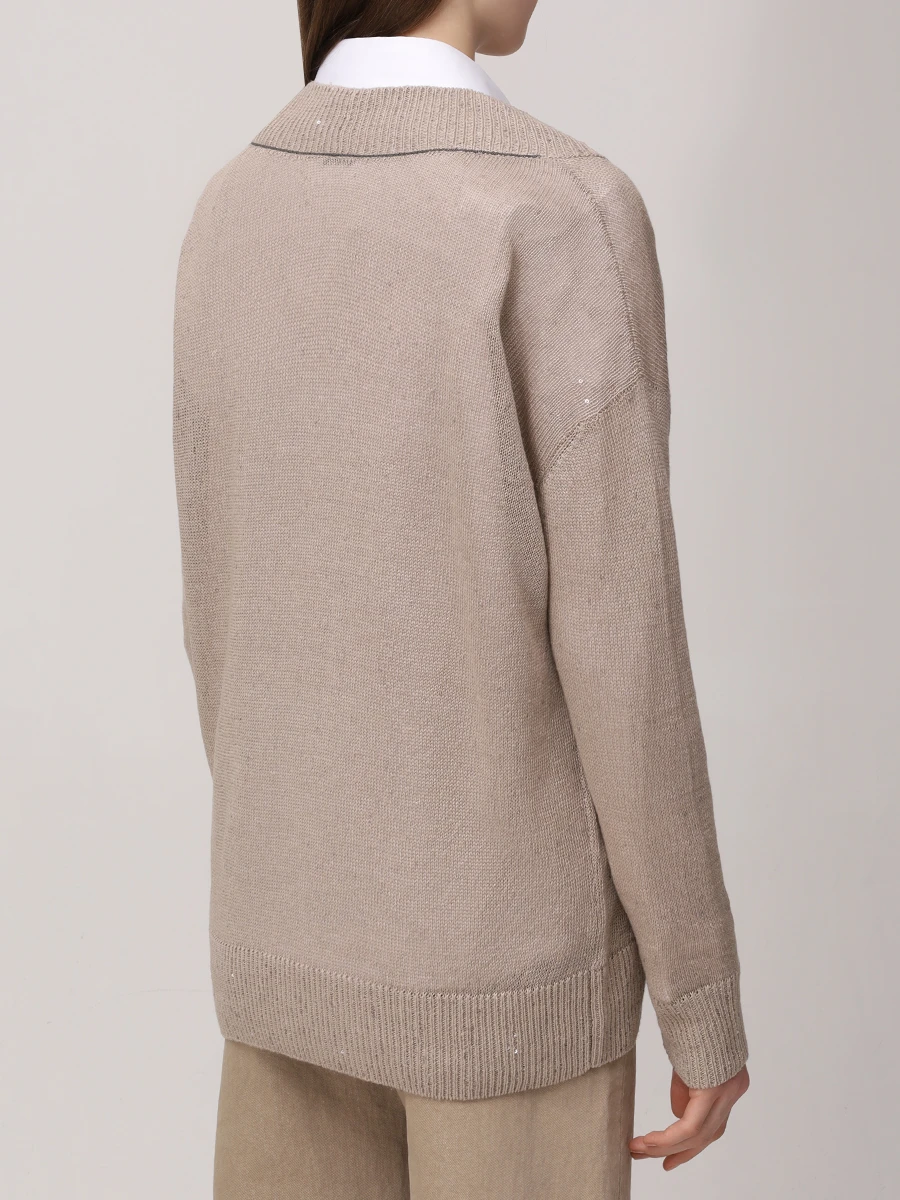 Пуловер изо льна и шелка