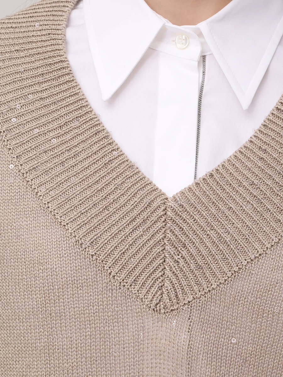 Пуловер изо льна и шелка