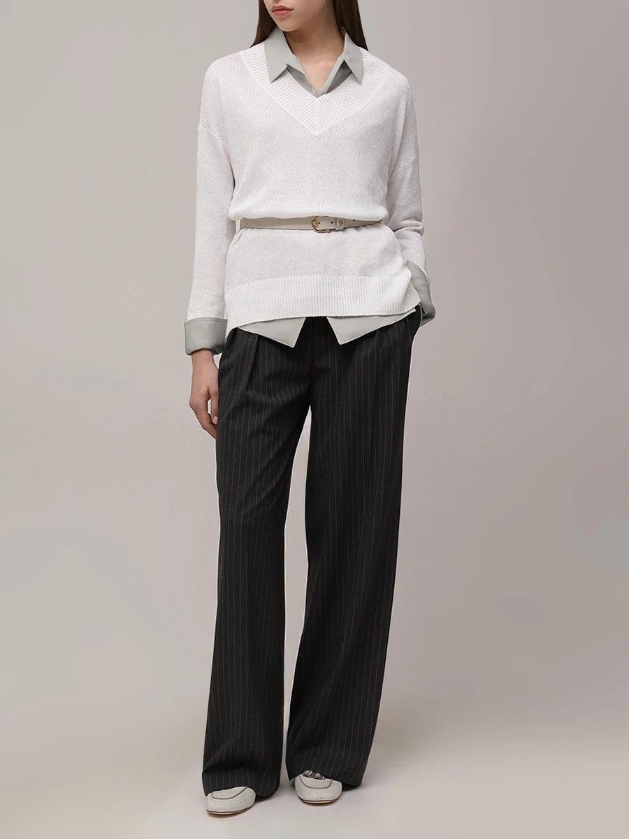 Пуловер изо льна и шелка