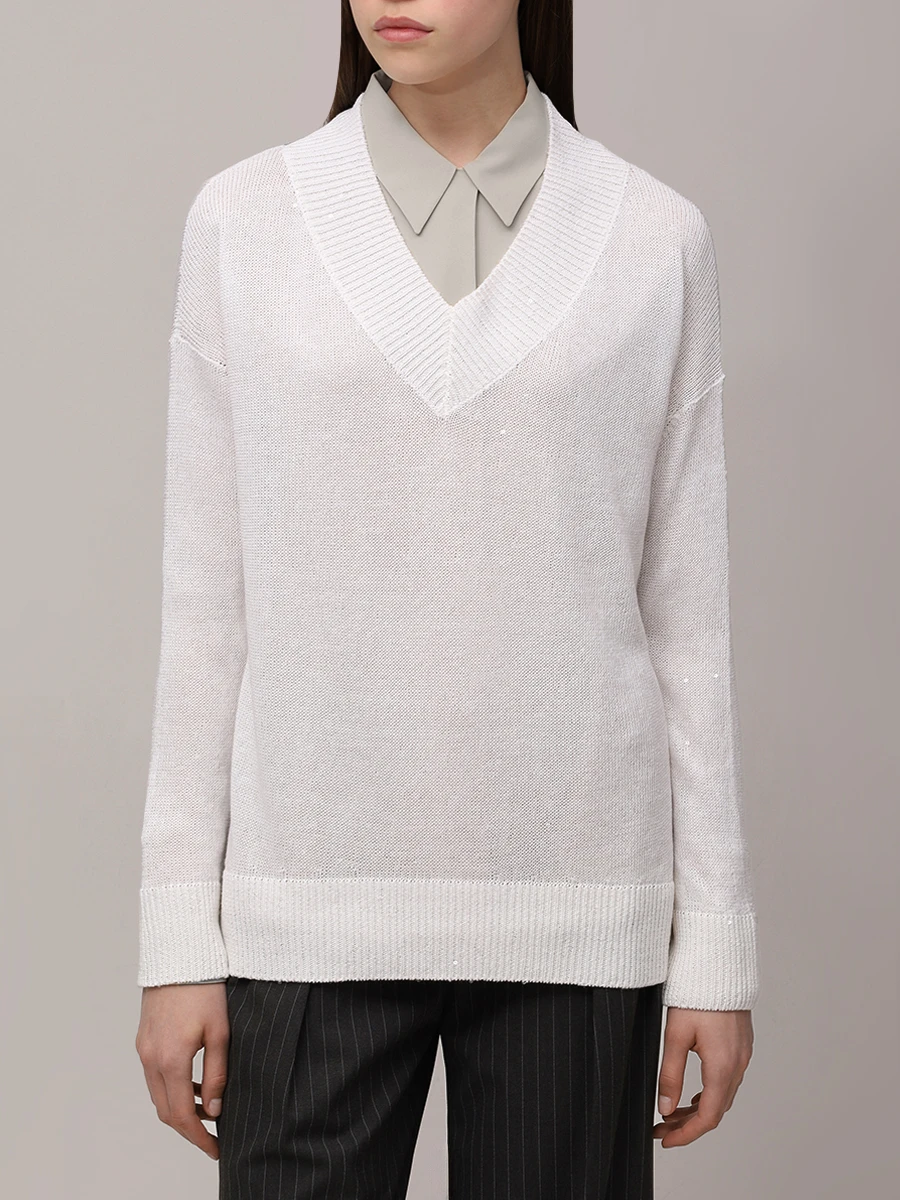 Пуловер изо льна и шелка