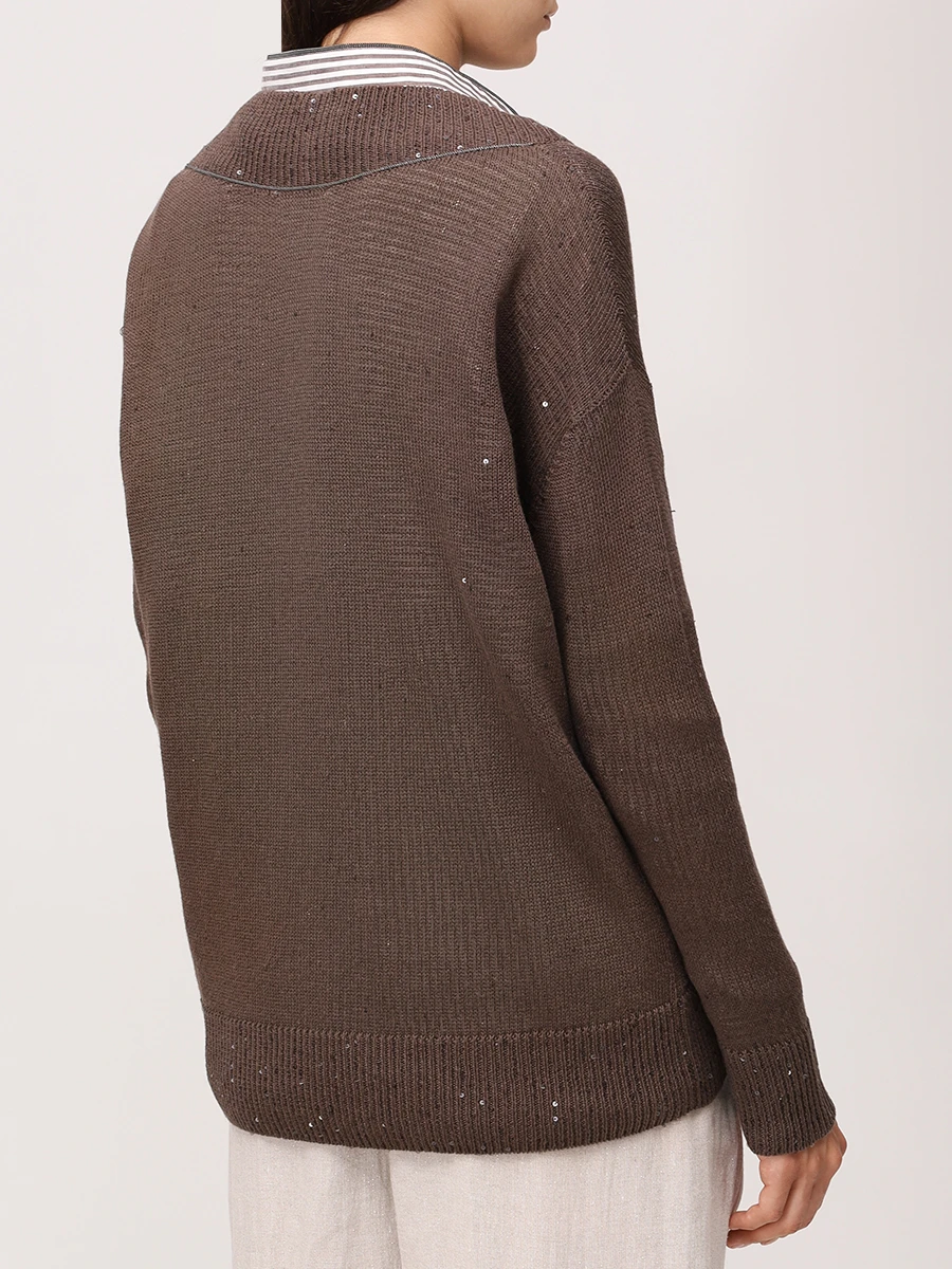 Пуловер изо льна и шелка