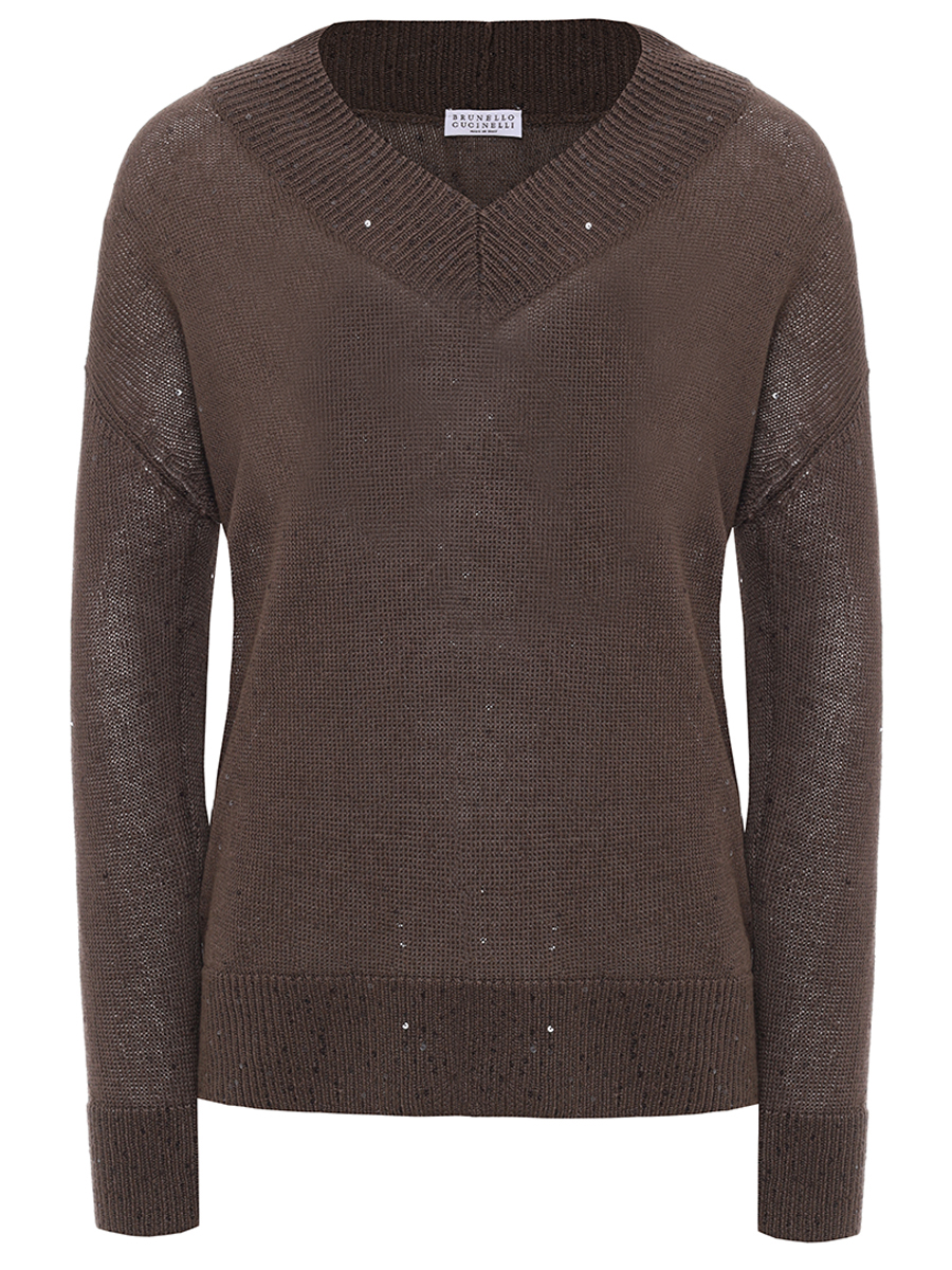 Пуловер изо льна и шелка