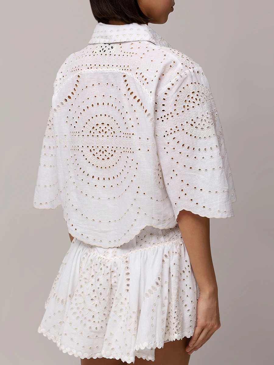 Блуза из хлопка и льна