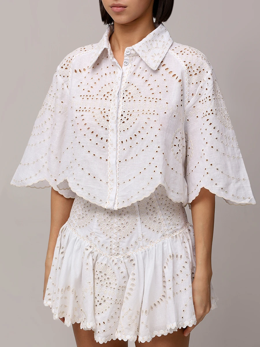 Блуза из хлопка и льна