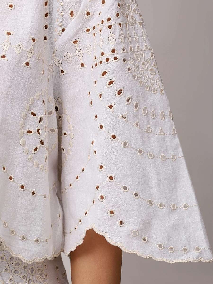 Блуза из хлопка и льна