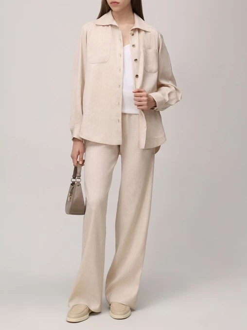 Брюки изо льна и шерсти KITON