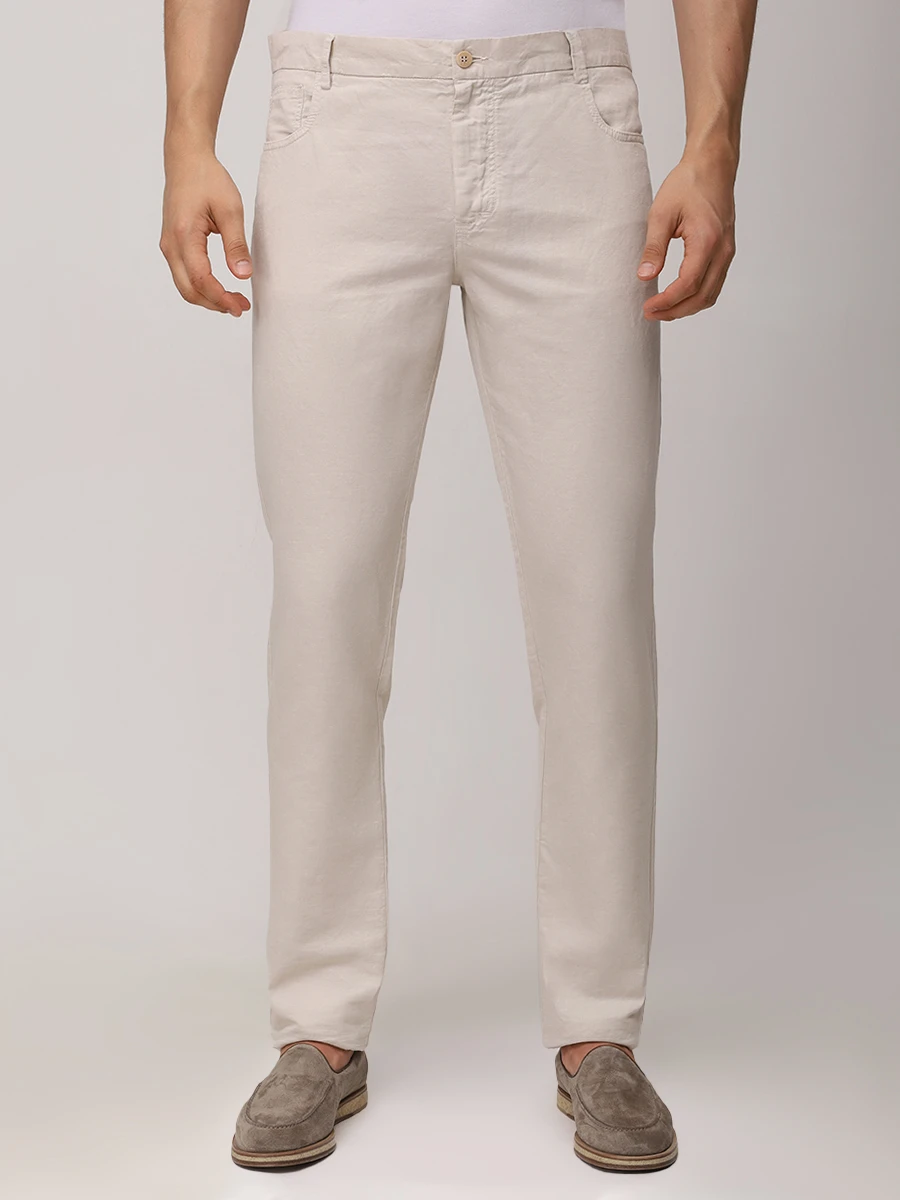 Брюки изо льна и хлопка