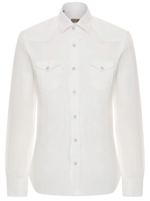 Рубашка из хлопка и льна BARBA NAPOLI