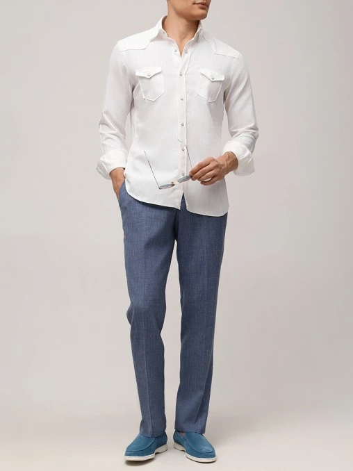 Рубашка из хлопка и льна BARBA NAPOLI