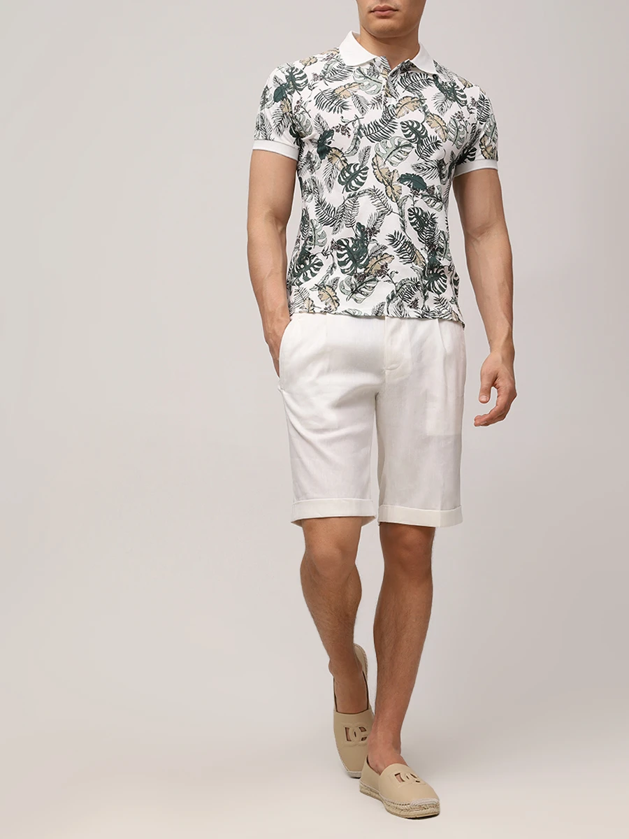 Поло хлопковое с принтом