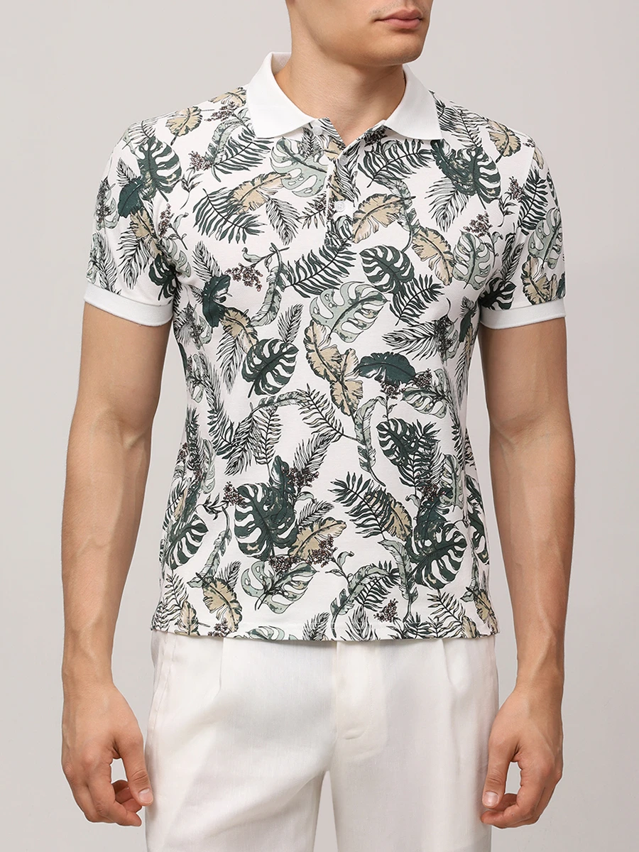 Поло хлопковое с принтом