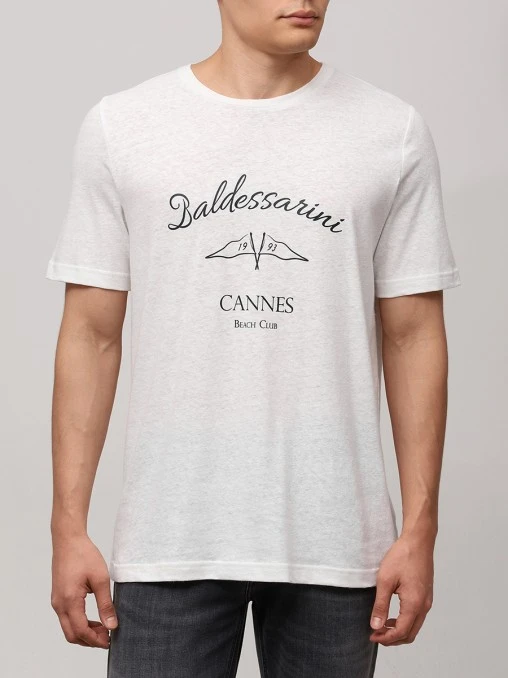 Футболка из хлопка и льна BALDESSARINI