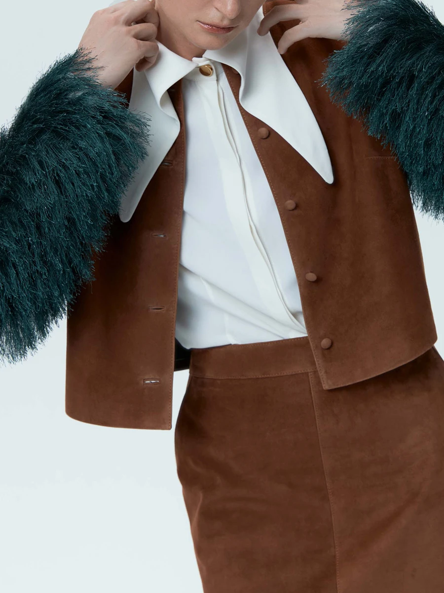 Жакет замшевый с бахромой