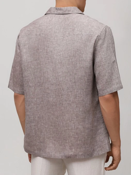 Рубашка Regular Fit льняная BRUNELLO CUCINELLI