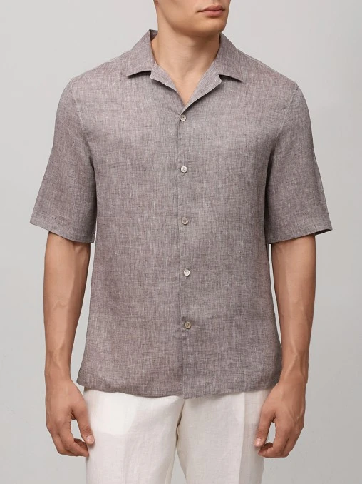 Рубашка Regular Fit льняная BRUNELLO CUCINELLI