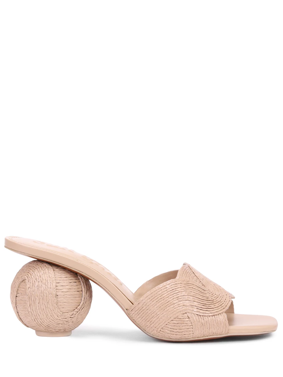 Мюли из кожи и рафии