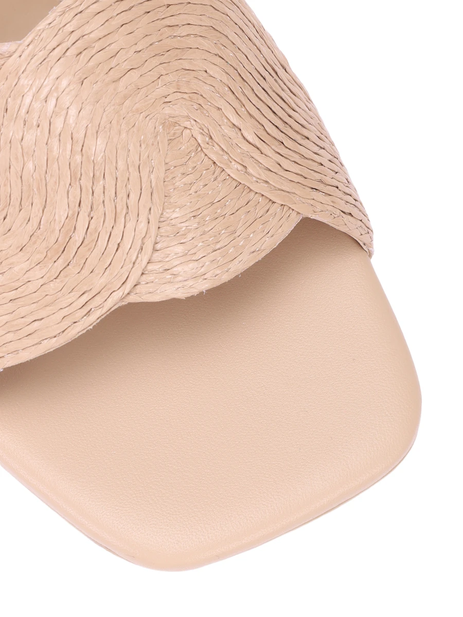 Мюли из кожи и рафии