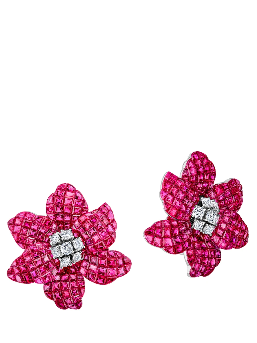 Серьги с рубинами и бриллиантами