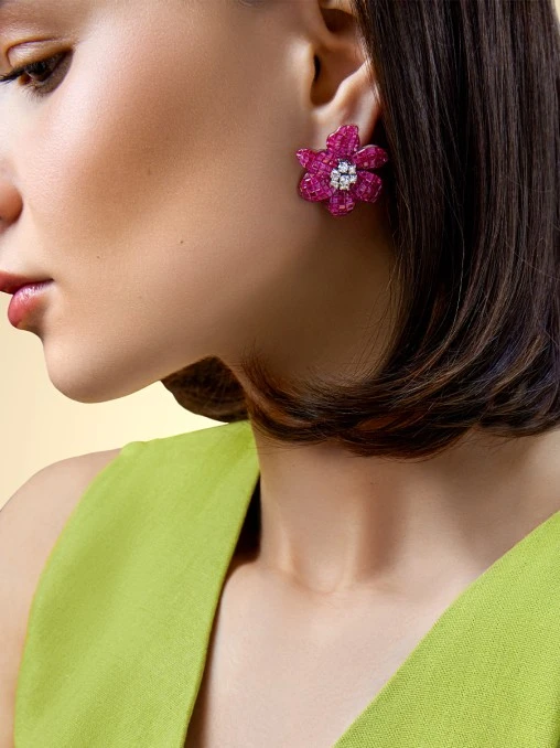 Серьги с рубинами и бриллиантами CHAMOVSKIKH JEWELLERY HOUSE