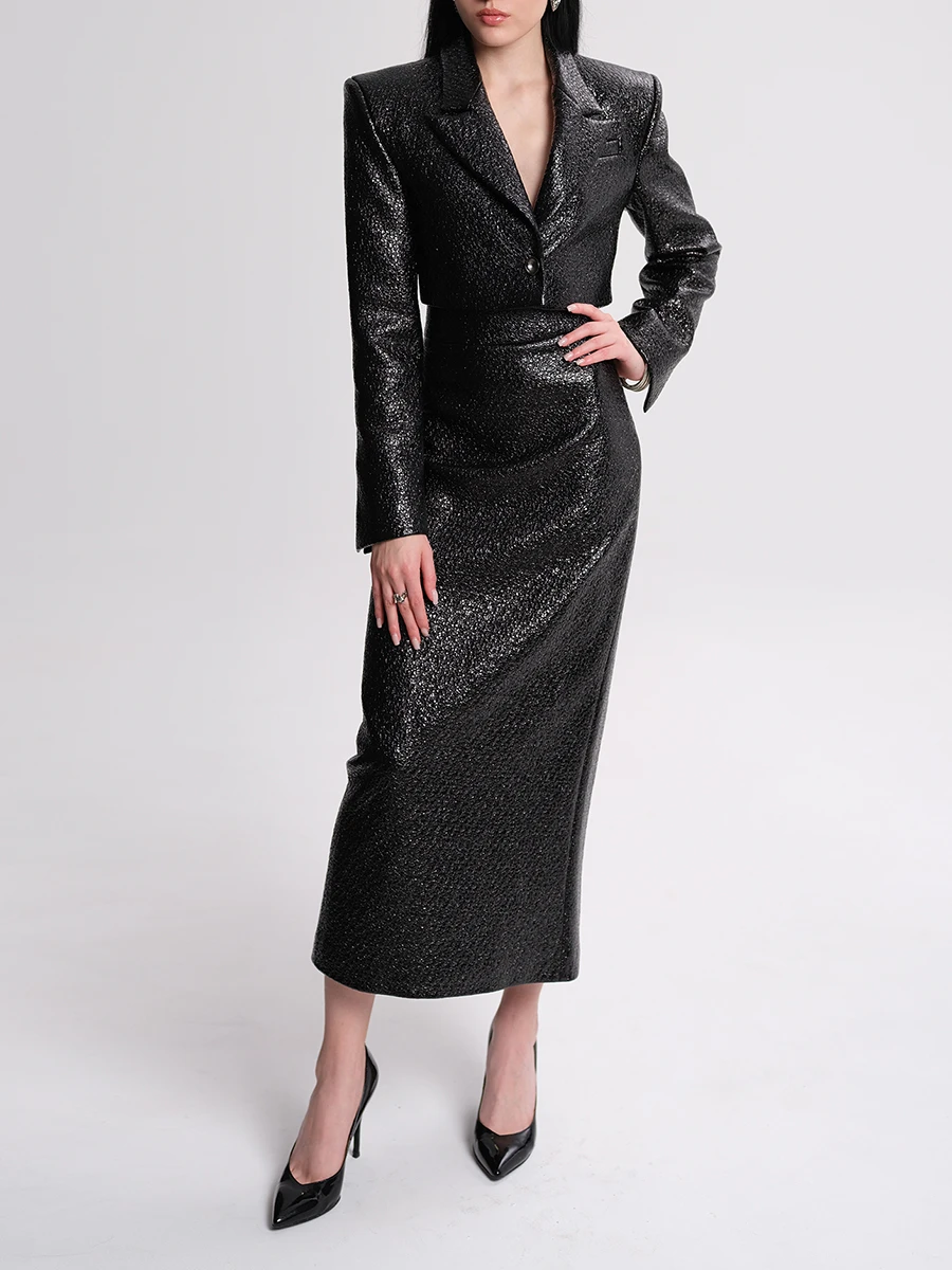 Жакет из лакированного твида