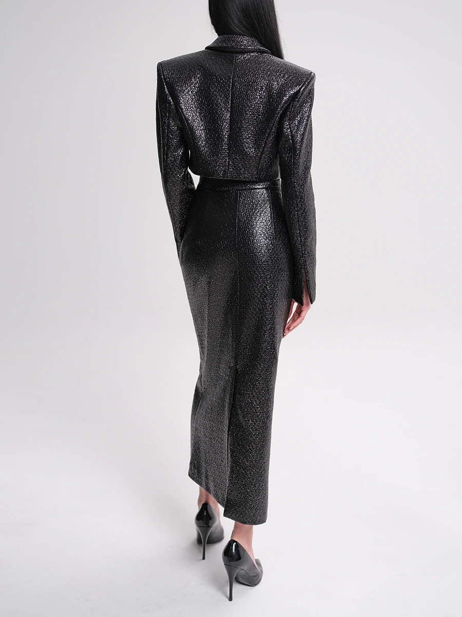 Жакет из лакированного твида