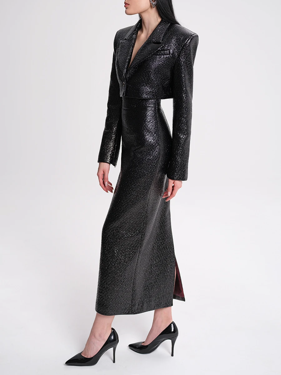 Жакет из лакированного твида