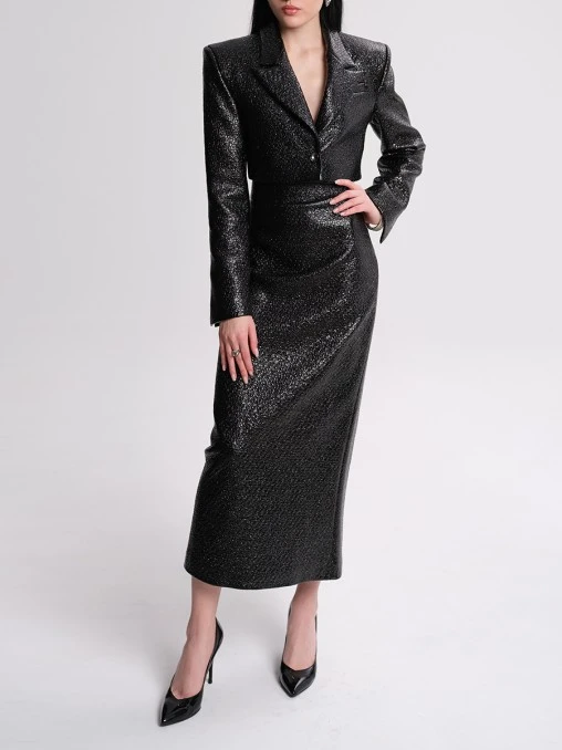 Жакет из лакированного твида GESPER