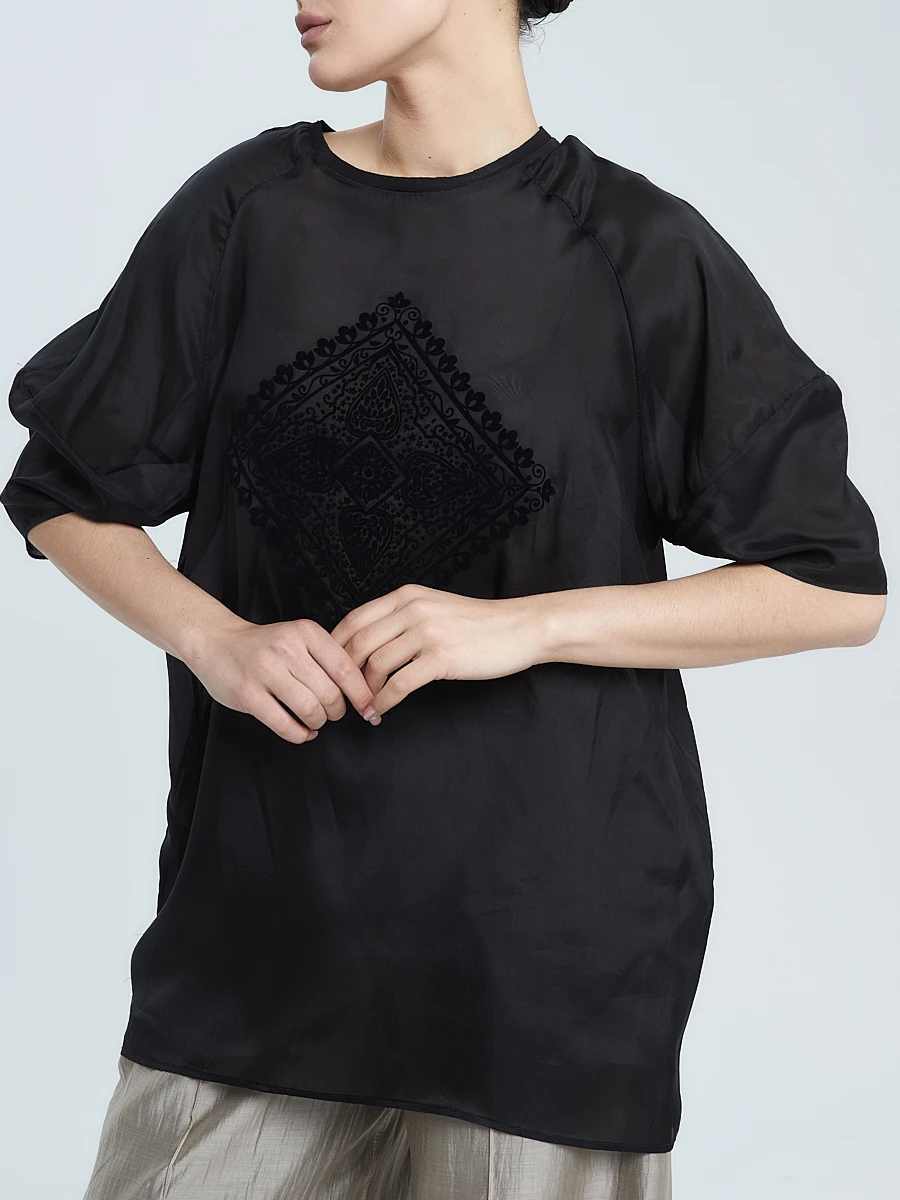 Блуза «Узоры» из хлопка и шелка