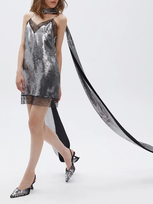 Платье-комбинация с кружевом MAISON ESVE