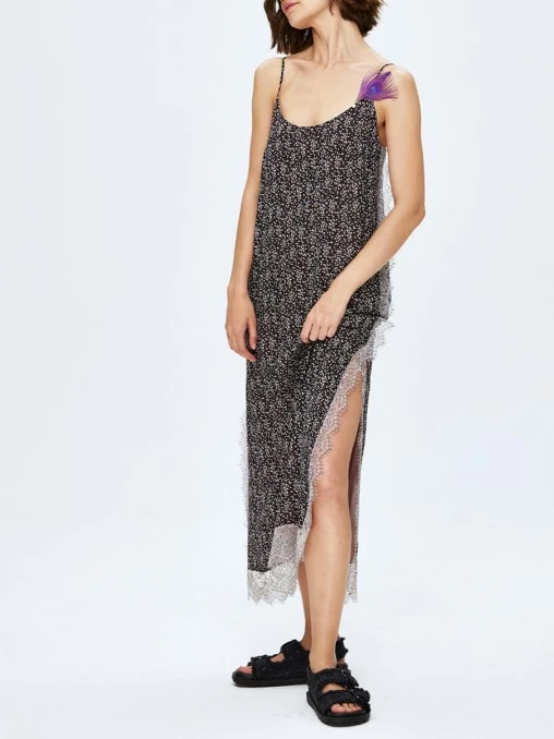 Платье-комбинация с кружевом MAISON ESVE