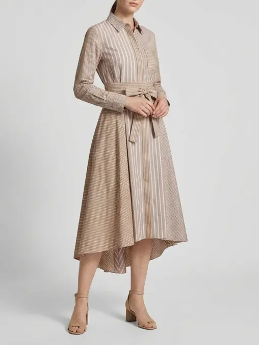 Платье из поплина в полоску BRUNELLO CUCINELLI