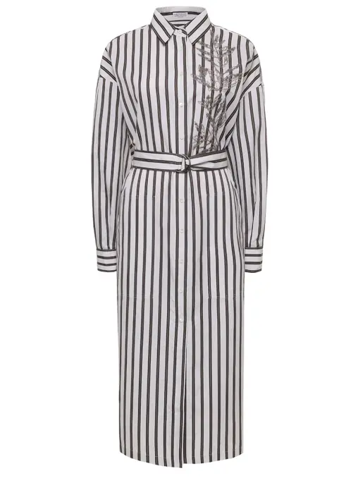 Платье из хлопка и шелка BRUNELLO CUCINELLI