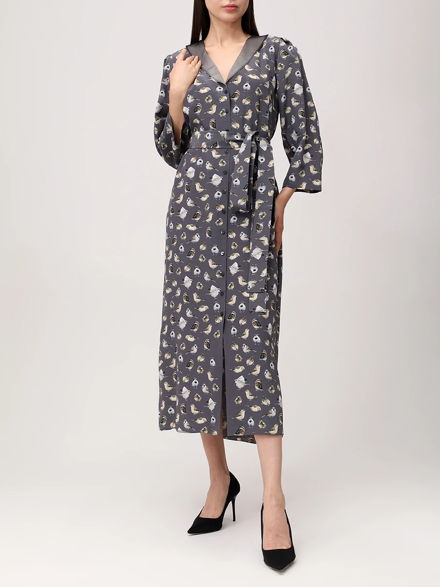 Платье шелковое с принтом