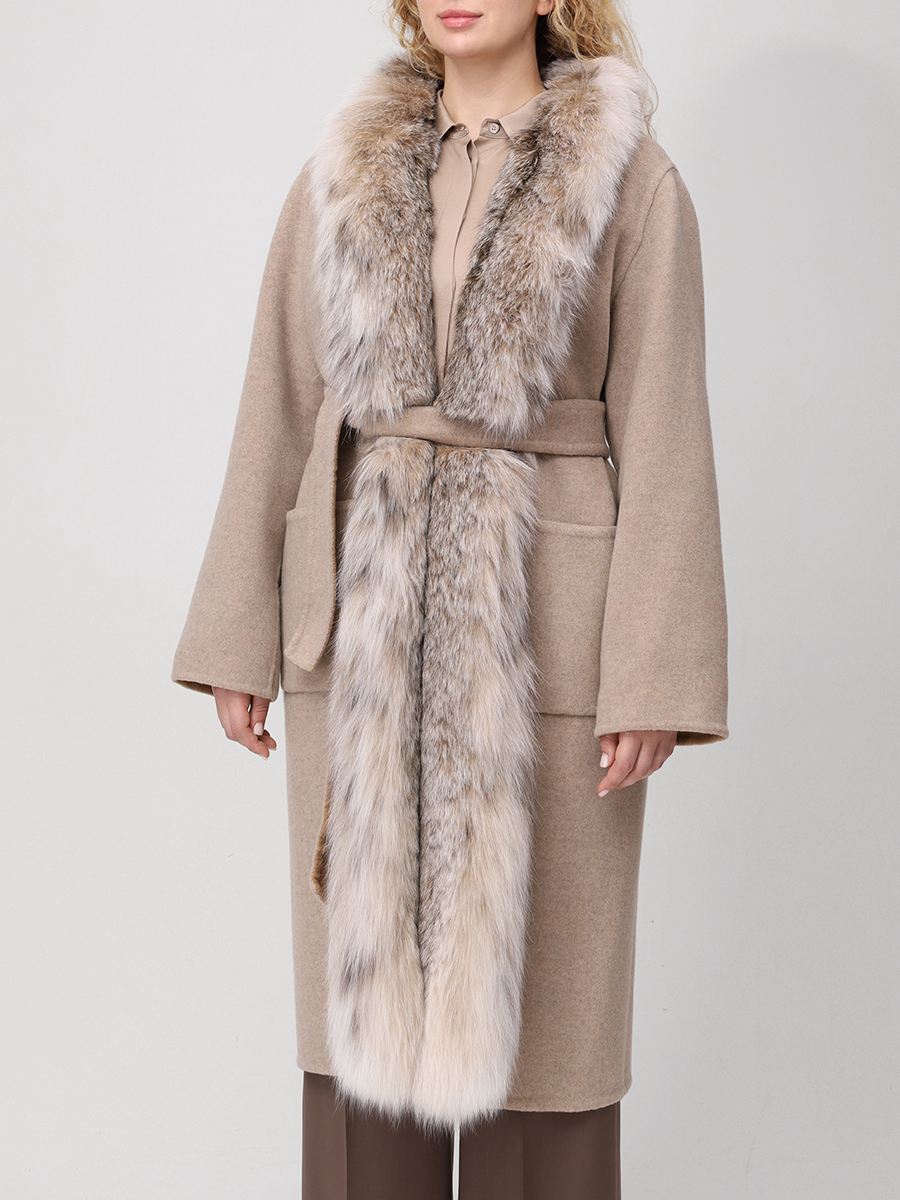 Пальто кашемировое с мехом рыси