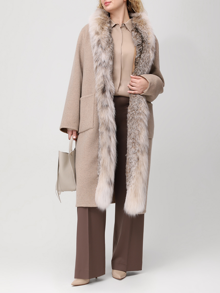 Пальто кашемировое с мехом рыси