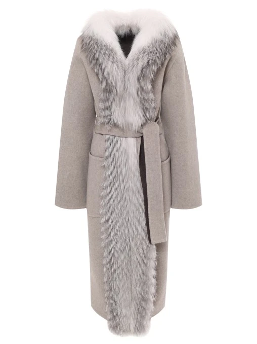 Пальто кашемировое с мехом лисы LECODE